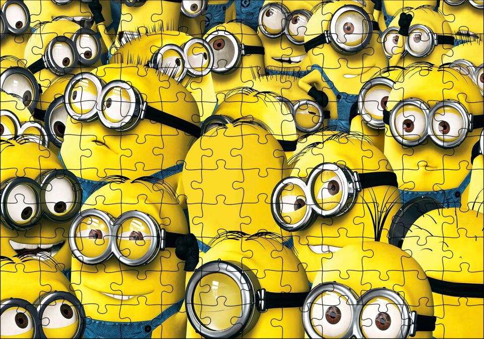 Çizgi Film Minions Topluluğu Puzzle Yapboz MDF Ahşap
