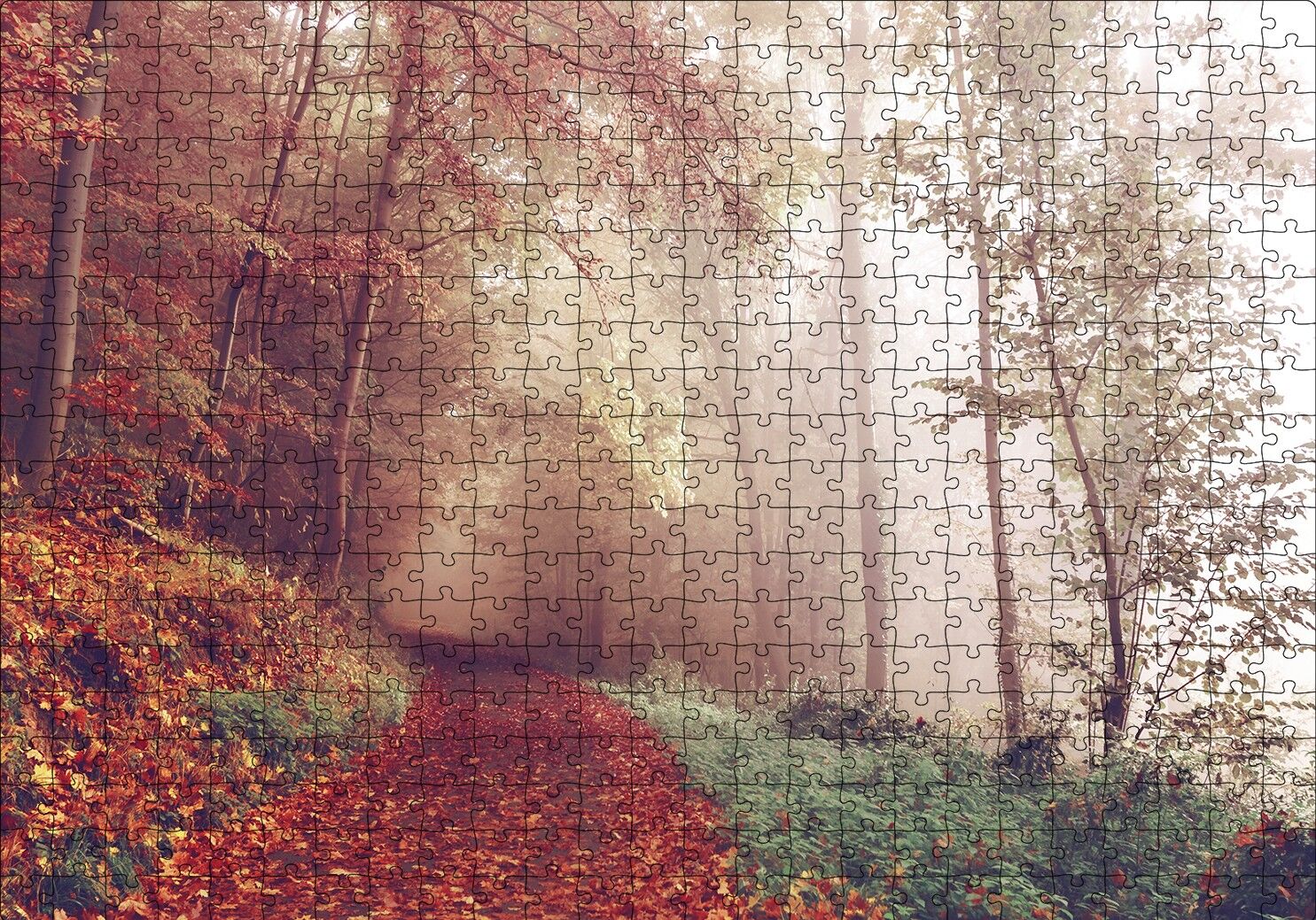 Sonbaharda Orman Patikası Puzzle Yapboz MDF Ahşap 500 Parça 49 cm X 68 cm