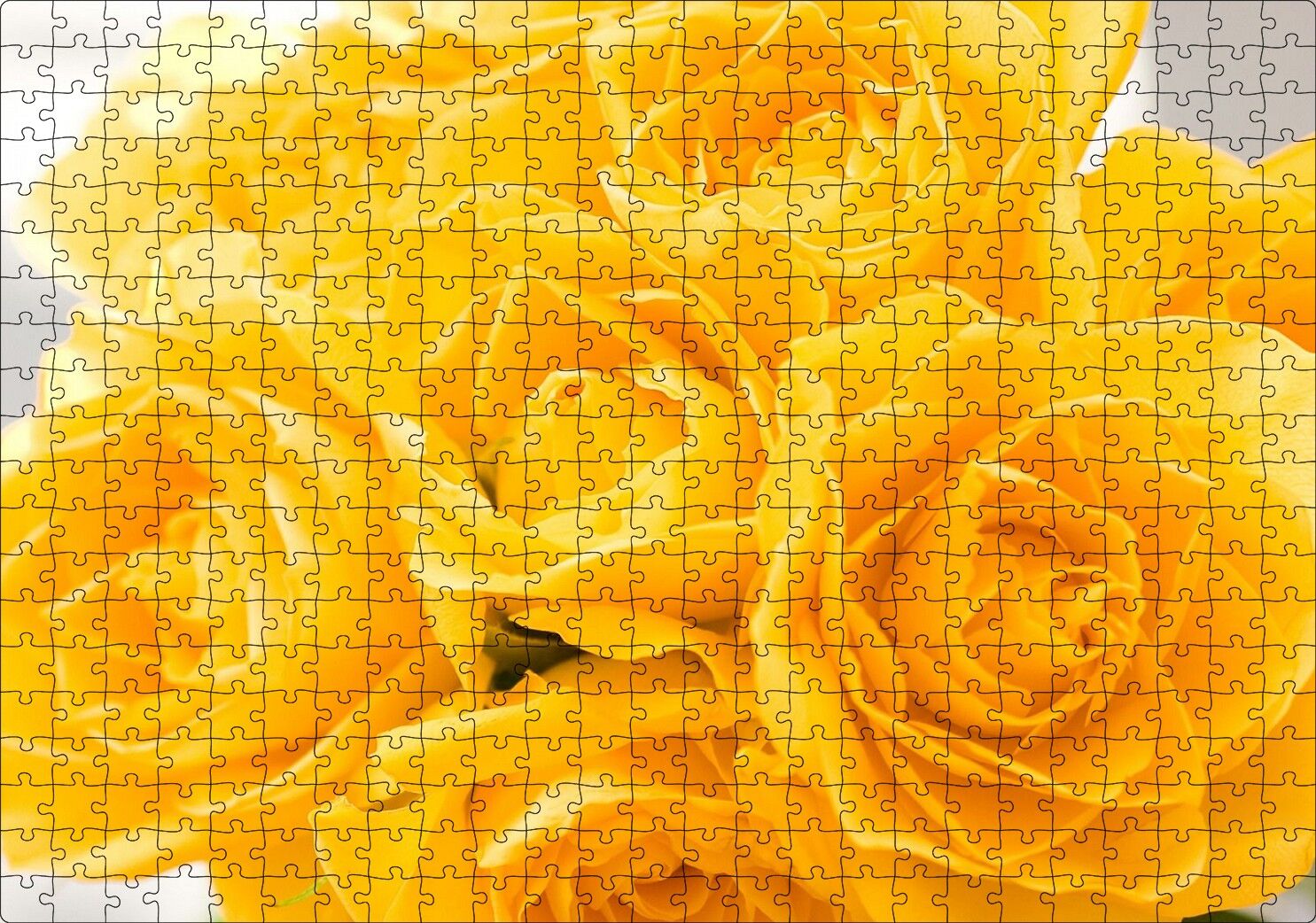 Sarı Gül Destesi Görseli Puzzle Yapboz MDF Ahşap 500 Parça 49 cm X 68 cm