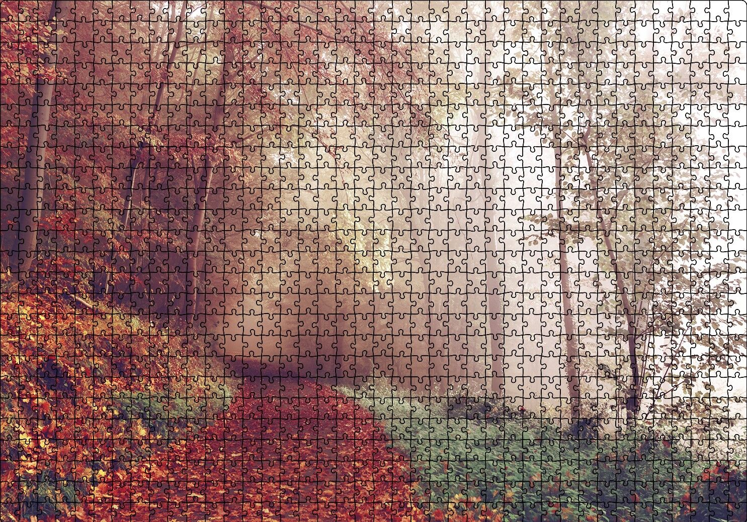 Sonbaharda Orman Patikası Puzzle Yapboz MDF Ahşap 1000 Parça 49 cm X 68 cm