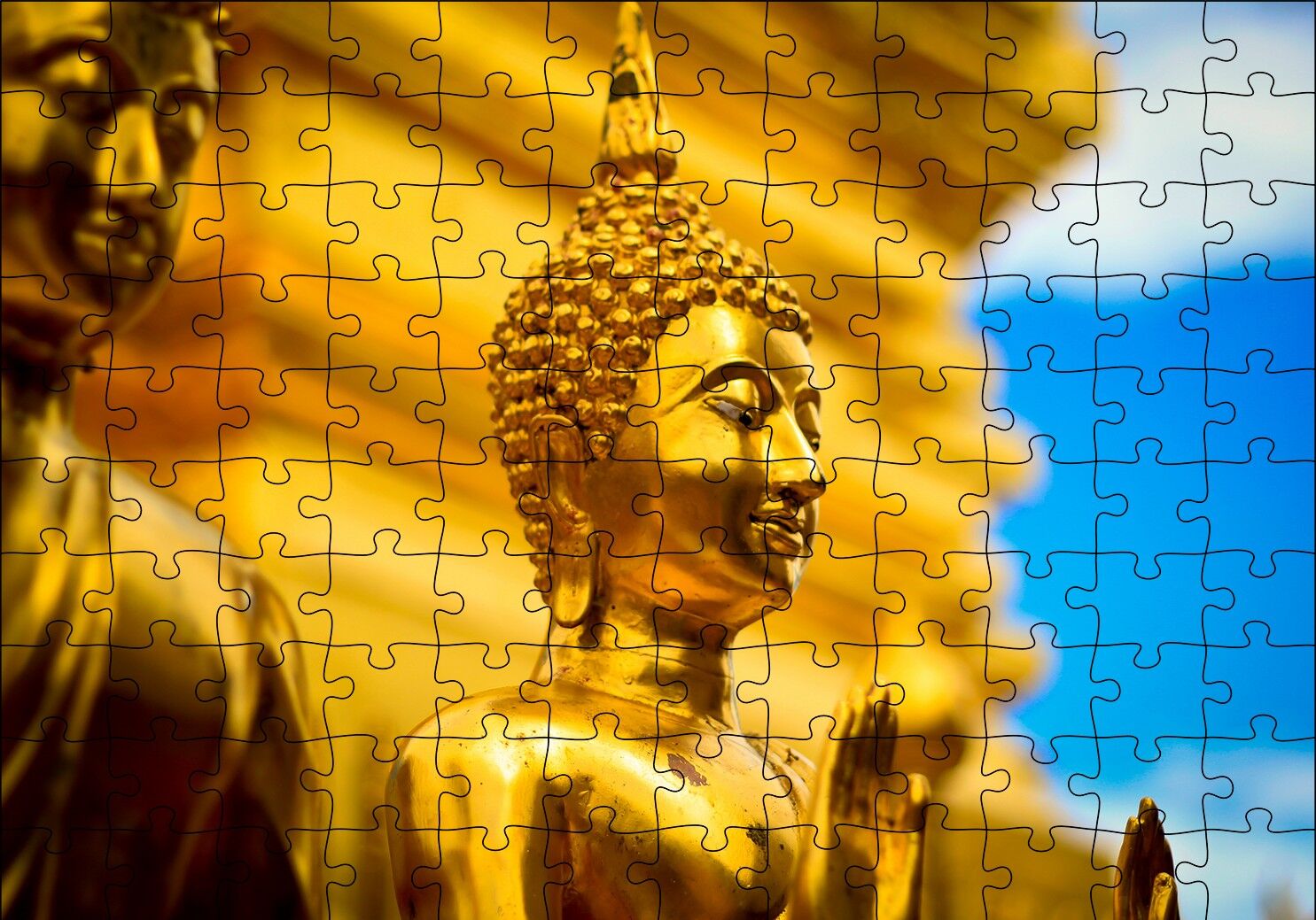 Tayland Gautama Buda Heykeli Puzzle Yapboz MDF Ahşap 120 Parça 24 cm X 34 cm