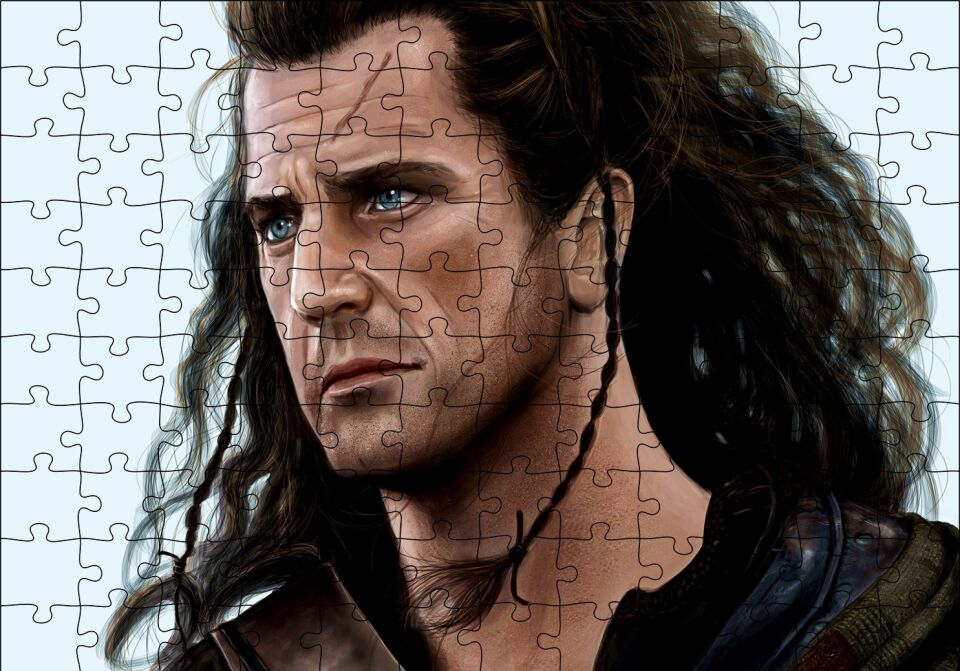 Braveheart Mel Gibson Artwork Puzzle Yapboz MDF Ahşap 120 Parça 24 cm X 34 cm