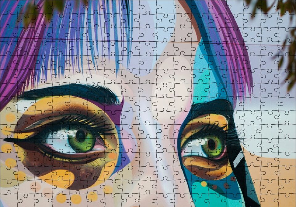 Kadın Gözü Boyama Puzzle Yapboz MDF Ahşap 255 Parça 34 cm X 49 cm