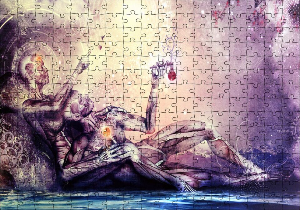 Anatomi Fantezi Sanat Görseli Puzzle Yapboz MDF Ahşap 255 Parça 34 cm X 49 cm