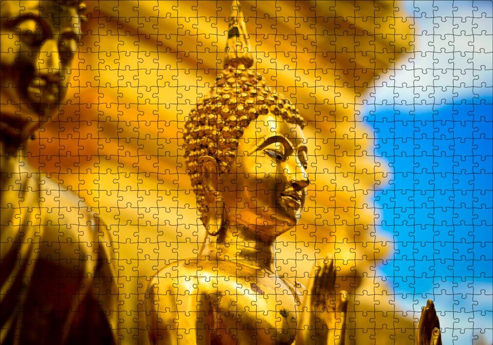 Tayland Gautama Buda Heykeli Puzzle Yapboz MDF Ahşap 500 Parça 49 cm X 68 cm