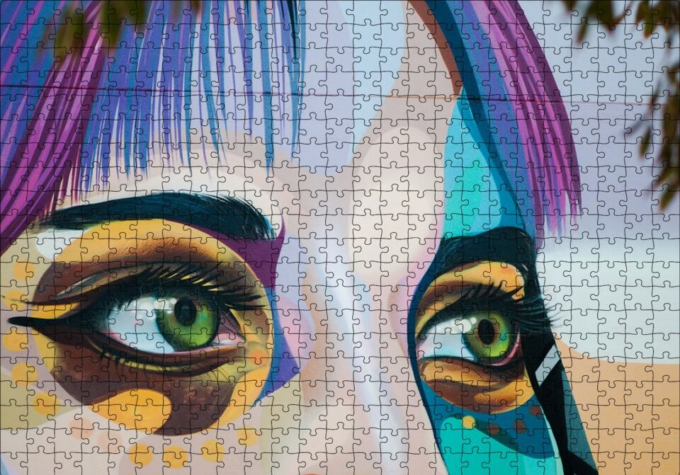 Kadın Gözü Boyama Puzzle Yapboz MDF Ahşap 500 Parça 49 cm X 68 cm