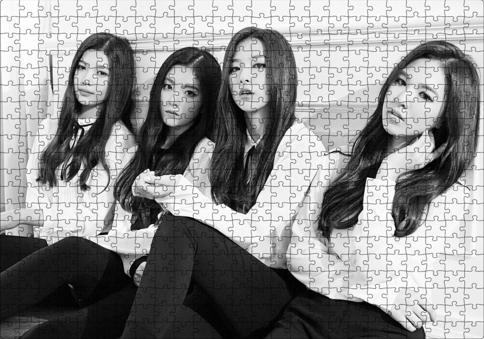 Red Velvet Siyah Beyaz Puzzle Yapboz MDF Ahşap 500 Parça 49 cm X 68 cm