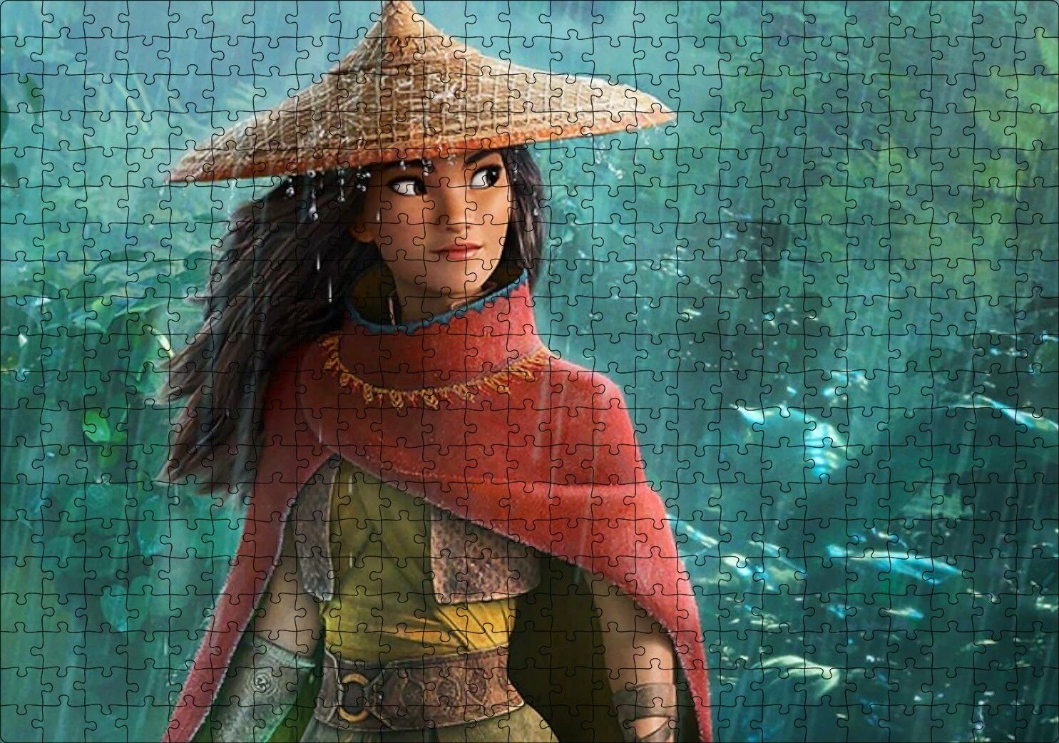 Raya ve Son Ejderha Yağmurda Görseli Puzzle Yapboz MDF Ahşap 500 Parça 49 cm X 68 cm