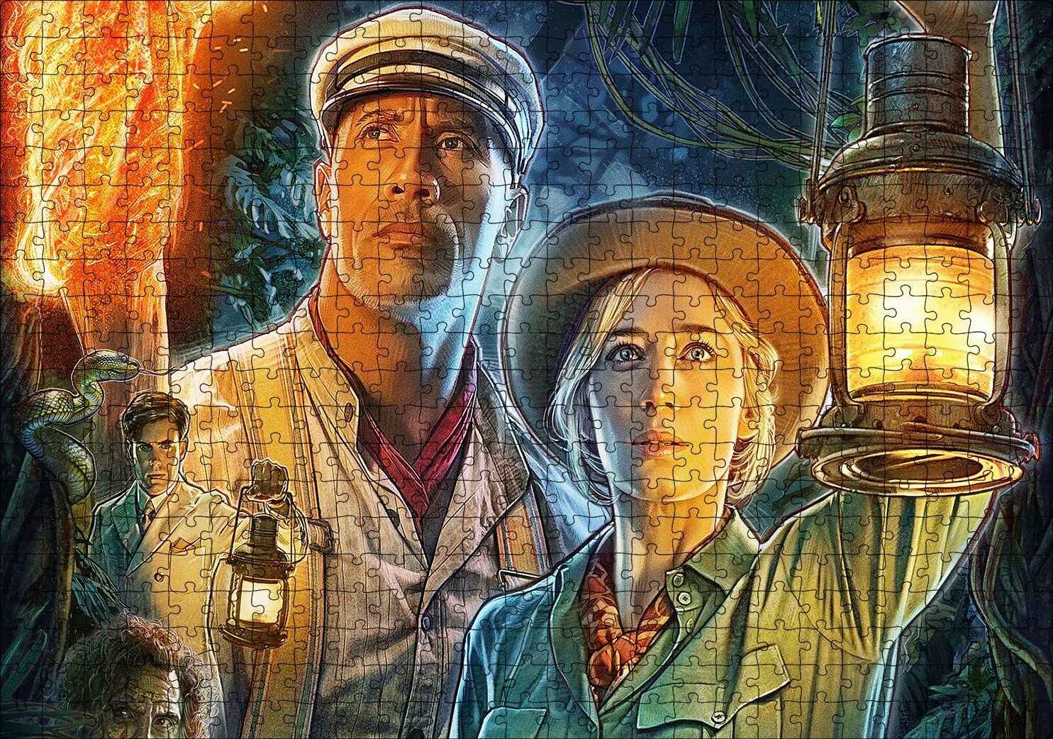 Emily Blunt Dwayne Johnson Fenerleriyle Puzzle Yapboz MDF Ahşap 500 Parça 49 cm X 68 cm