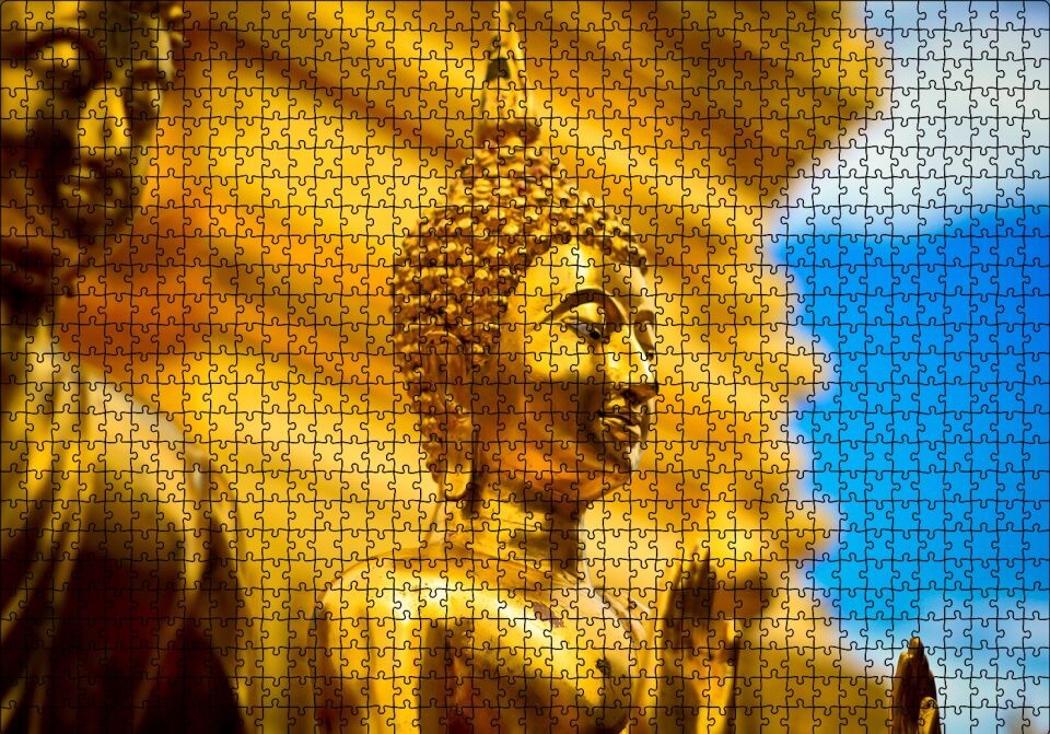 Tayland Gautama Buda Heykeli Puzzle Yapboz MDF Ahşap 1000 Parça 49 cm X 68 cm