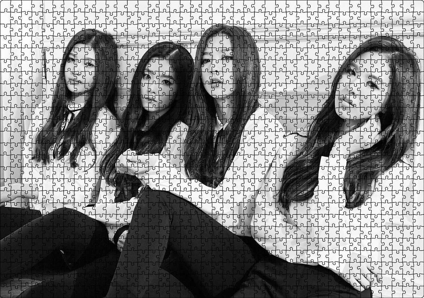 Red Velvet Siyah Beyaz Puzzle Yapboz MDF Ahşap 1000 Parça 49 cm X 68 cm