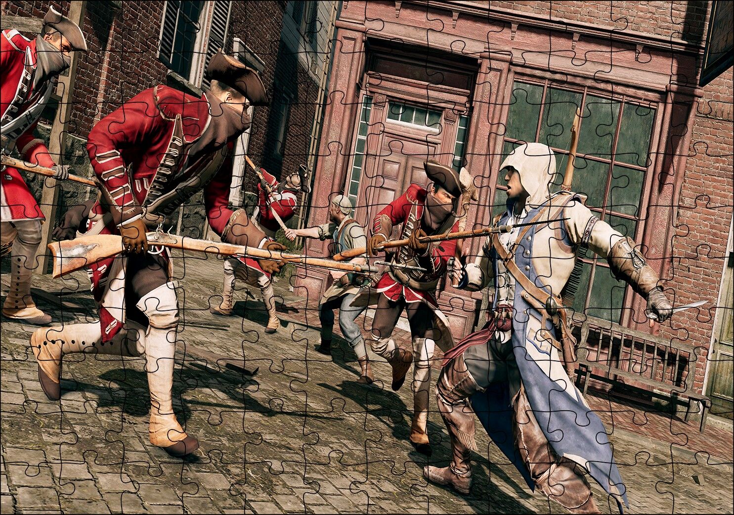 Süngüleriyle Savaşan Askerler Puzzle Yapboz MDF Ahşap