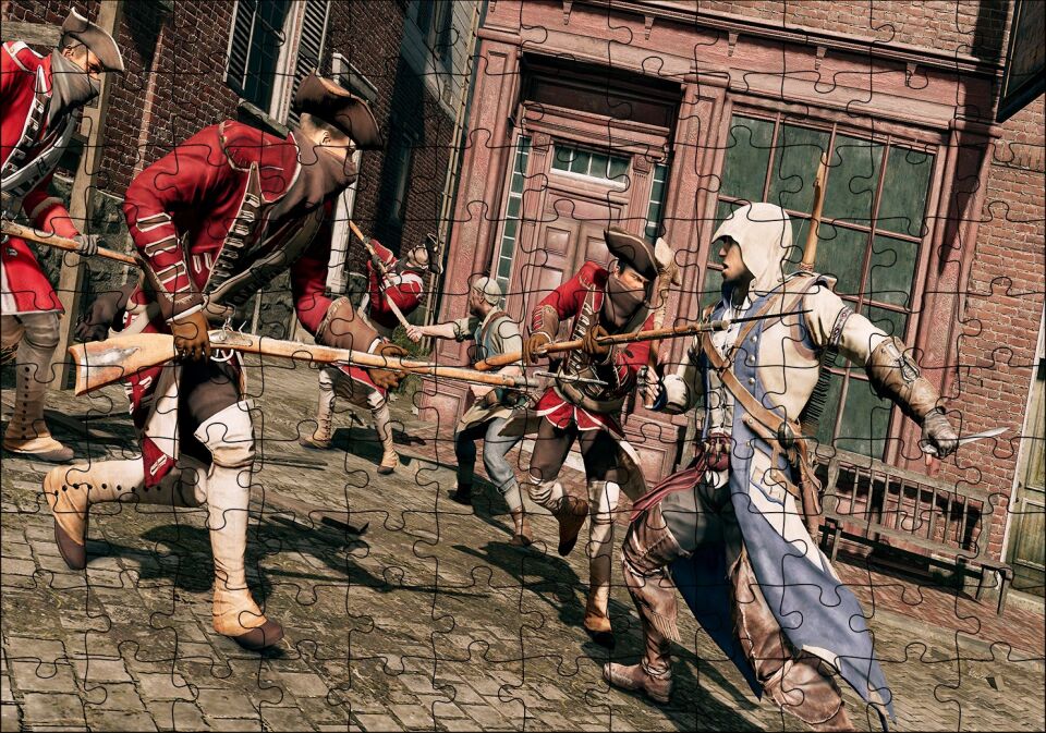 Süngüleriyle Savaşan Askerler Puzzle Yapboz MDF Ahşap