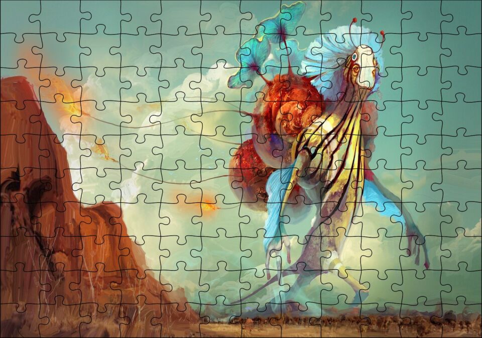 Gerçeküstü Sanat Fantastik Yaratık Animasyon Görseli Puzzle Yapboz MDF Ahşap
