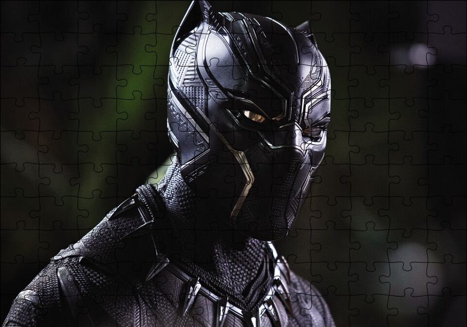 Black Panther Profil Puzzle Yapboz MDF Ahşap 120 Parça 24 cm X 34 cm