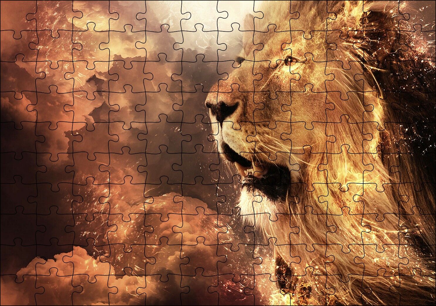 Erkek Aslan Yelesi ve Aynı Renk Bulutlar Puzzle Yapboz MDF Ahşap 120 Parça 24 cm X 34 cm