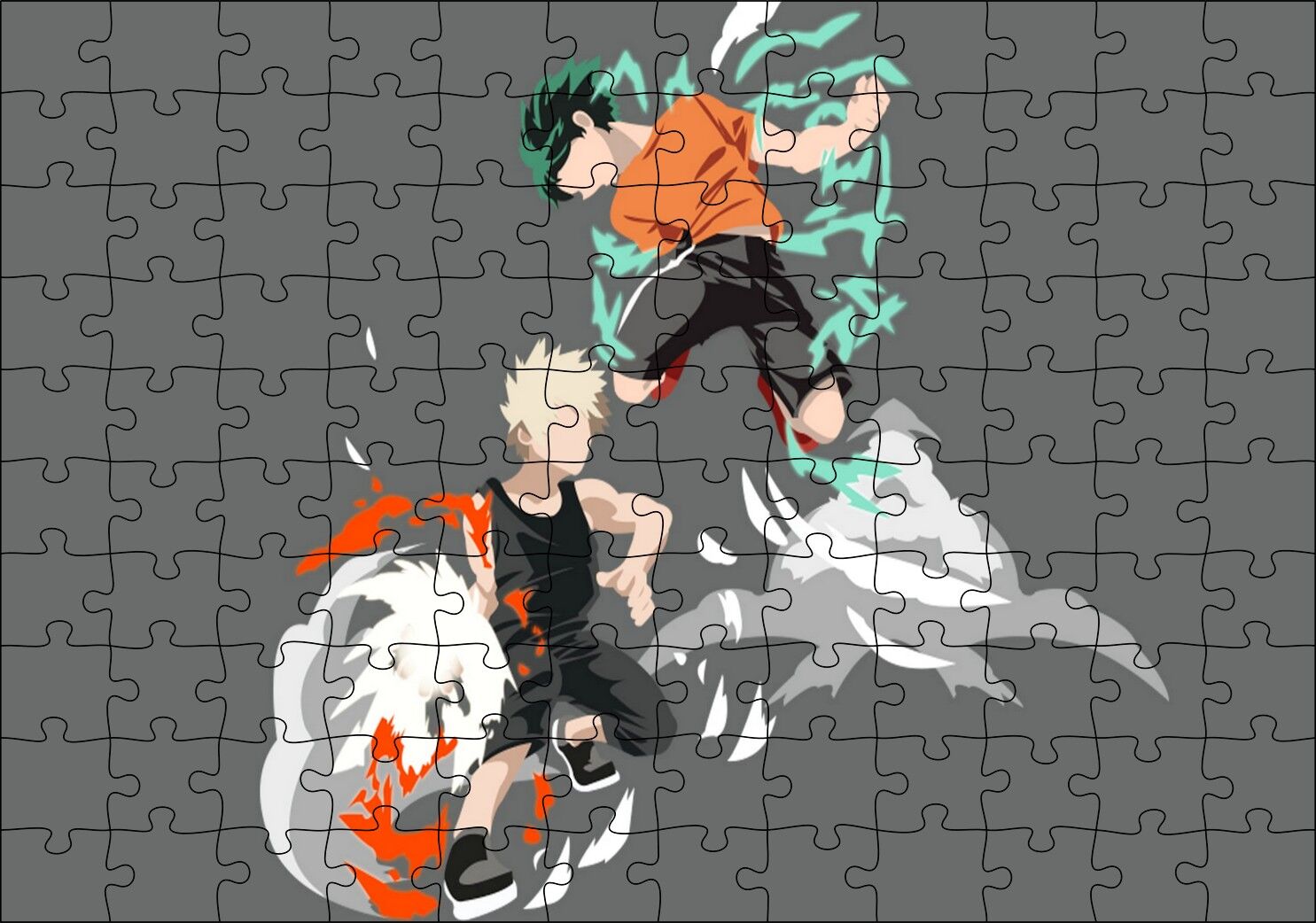 Anime Kahraman Akademi Izuku Midoriya Katsuki Bakugou Görseli Puzzle Yapboz MDF Ahşap 120 Parça 24 cm X 34 cm