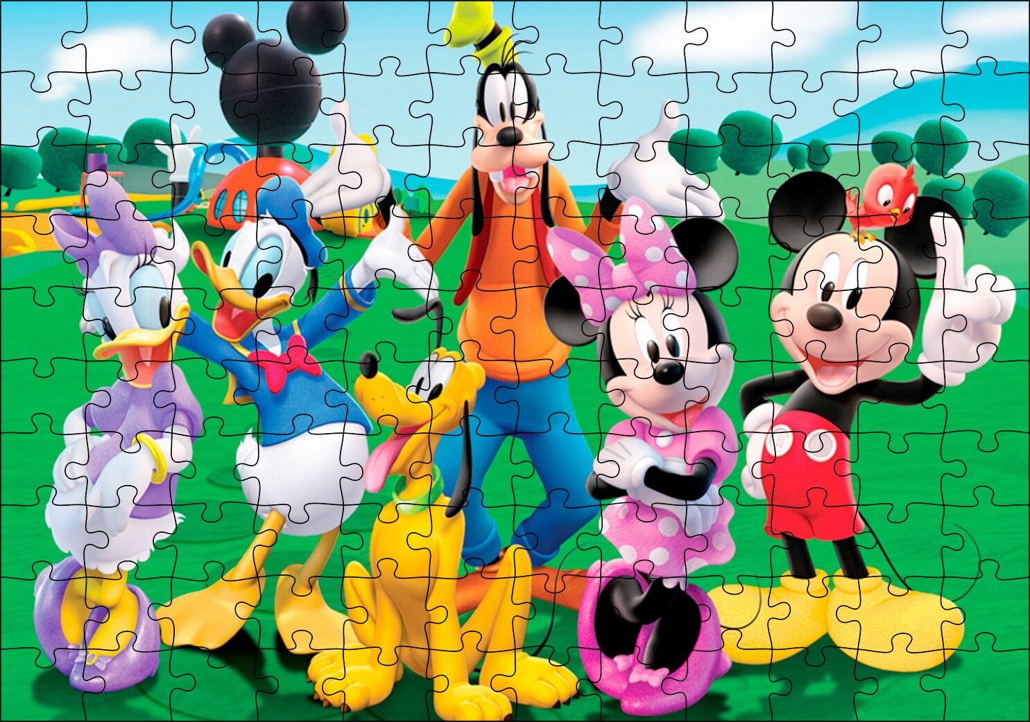 Goofy Mickey Mouse Donald Duck Papatya Ve Pluto Disney Puzzle Yapboz MDF Ahşap