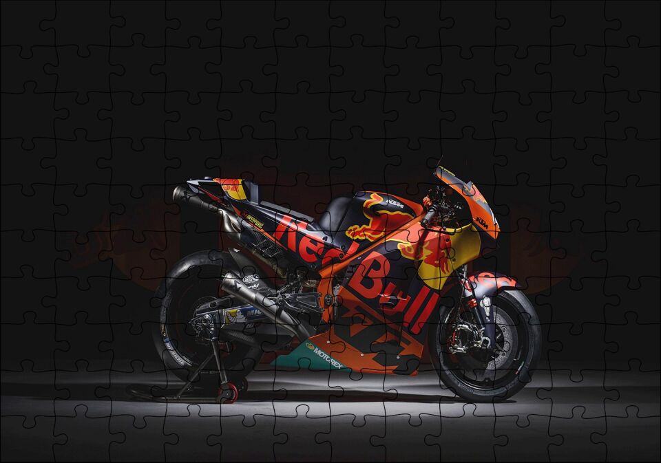 Suzuki Redbull Siyah Kırmızı Motorsiklet Karanlık Arka Plan Puzzle Yapboz MDF Ahşap