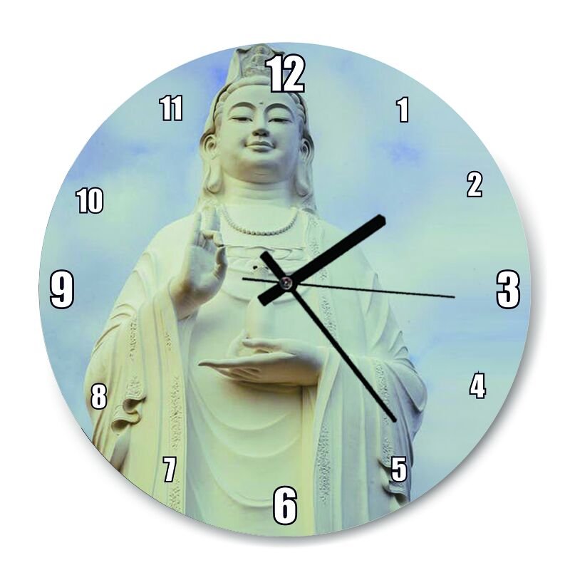 Budist Heykel Göraeli  Mdf Ahşap Duvar Saati