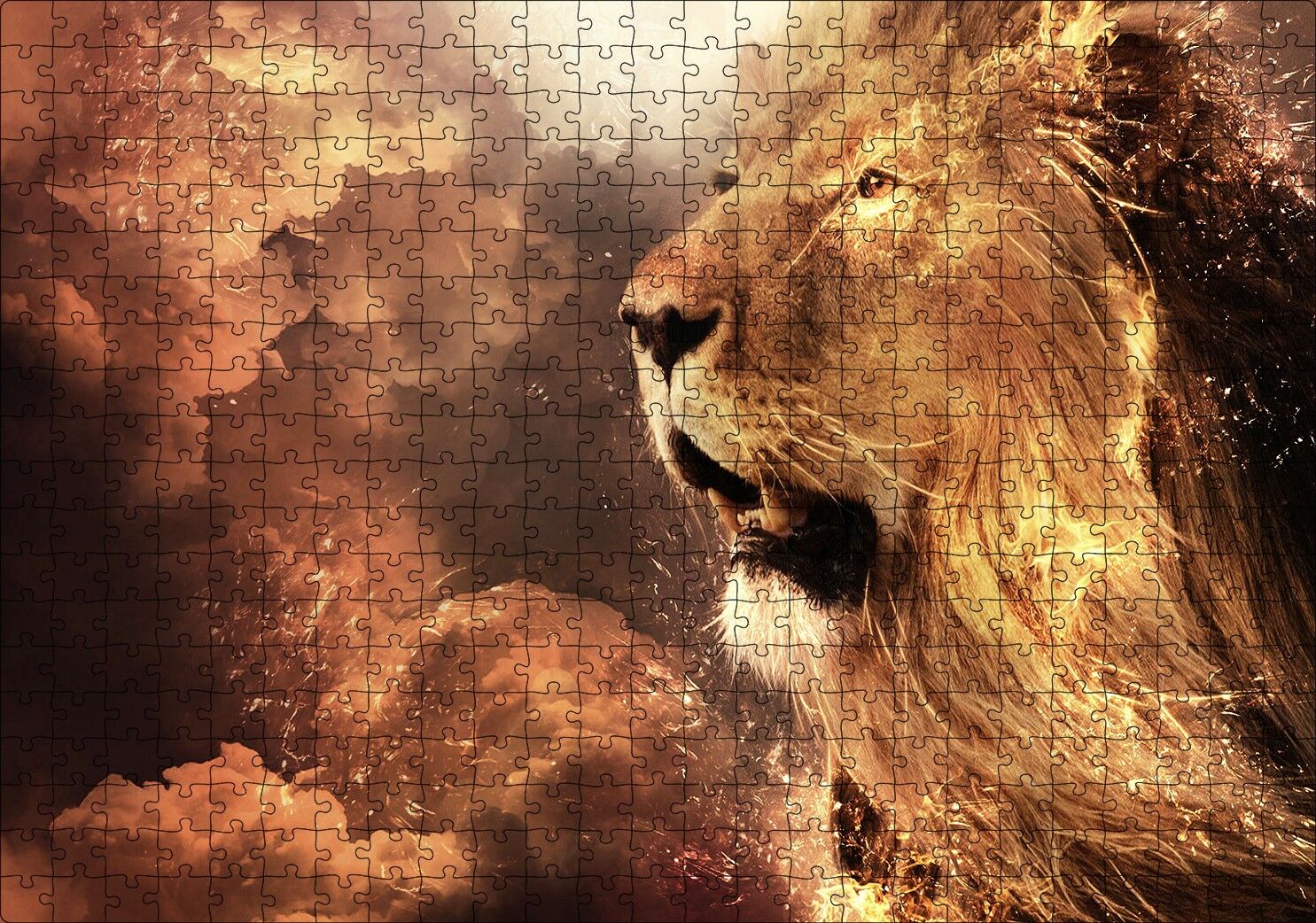 Erkek Aslan Yelesi ve Aynı Renk Bulutlar Puzzle Yapboz MDF Ahşap 500 Parça 49 cm X 68 cm