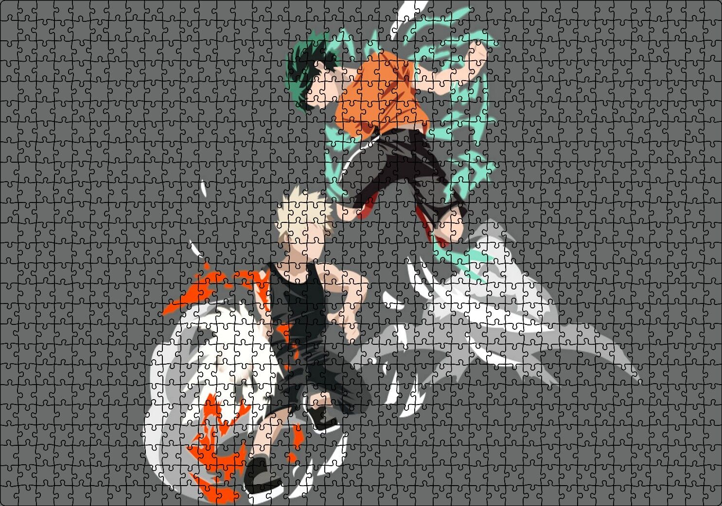Anime Kahraman Akademi Izuku Midoriya Katsuki Bakugou Görseli Puzzle Yapboz MDF Ahşap 1000 Parça 49 cm X 68 cm