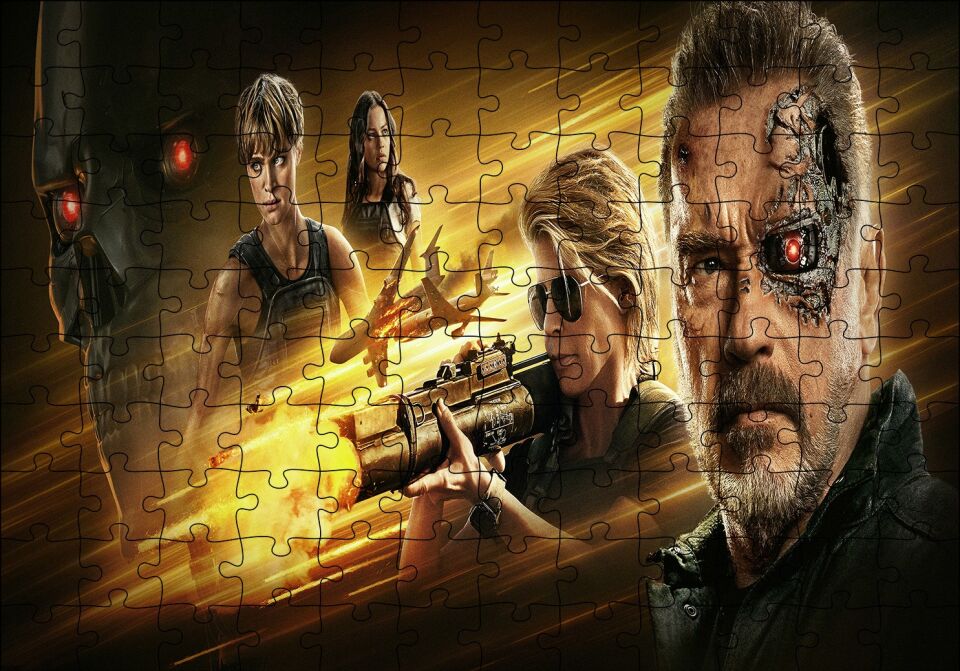 Terminator Dark Fate Arnold ve Lİnda Puzzle Yapboz MDF Ahşap