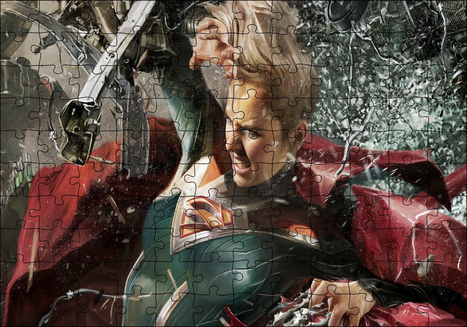 Adaletsizlik İki Supergirl Battles Superman Film Görseli Puzzle Yapboz MDF Ahşap 120 Parça 24 cm X 34 cm