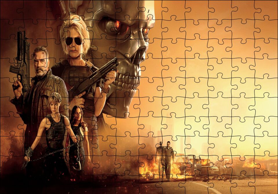 Terminator Dark Fate Kompozisyon Puzzle Yapboz MDF Ahşap