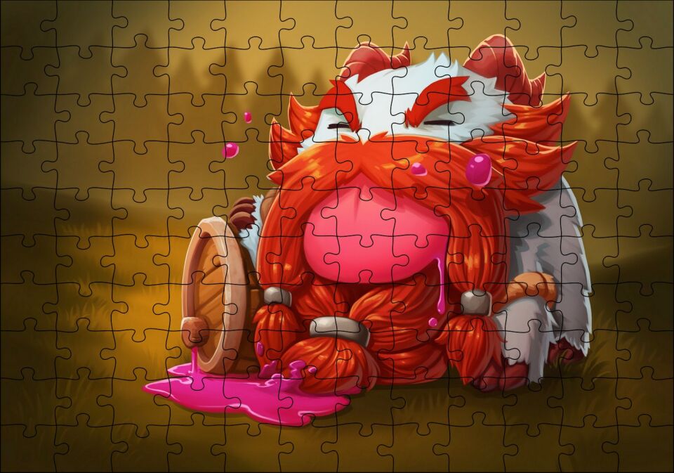 Gragas Oyunu Kahramanı Animasyon Görseli Puzzle Yapboz MDF Ahşap