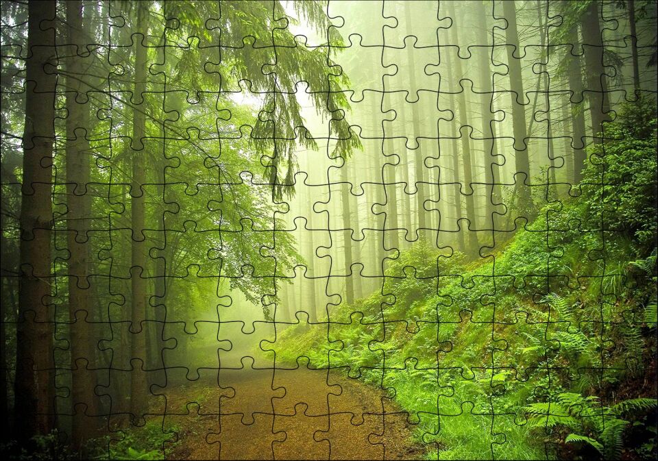 Orman Yolu Puslu Puzzle Yapboz MDF Ahşap