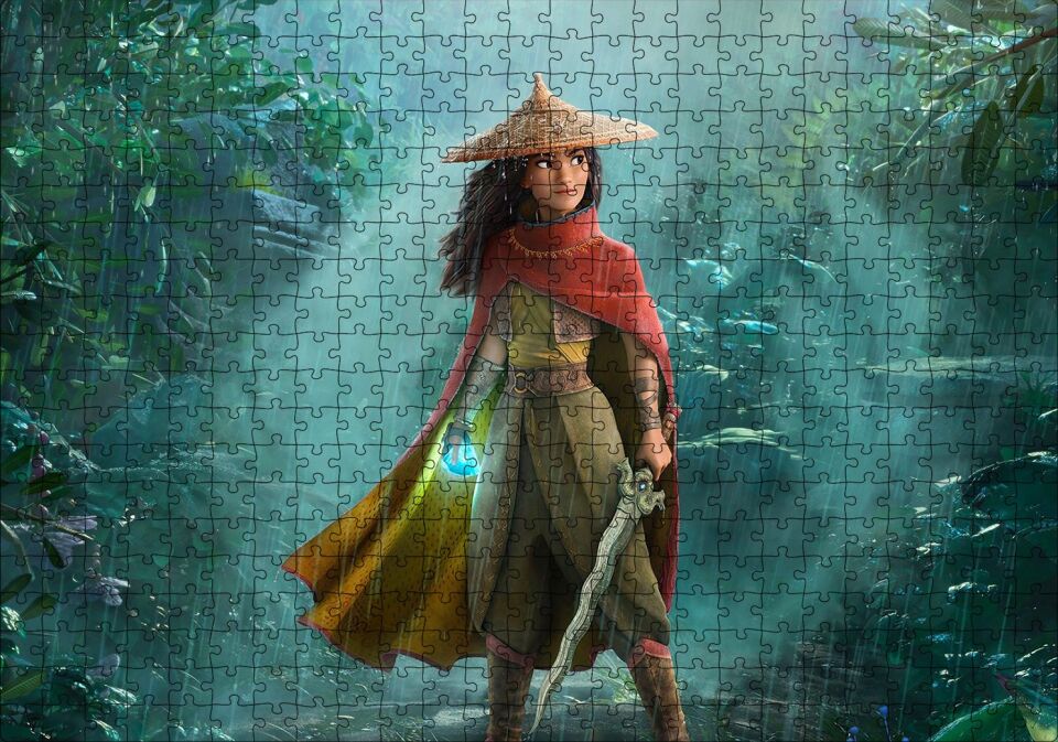 Raya ve Son Ejderha Ormanda Görseli Puzzle Yapboz MDF Ahşap 500 Parça 49 cm X 68 cm
