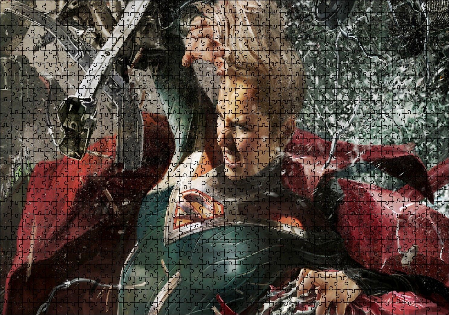 Adaletsizlik İki Supergirl Battles Superman Film Görseli Puzzle Yapboz MDF Ahşap 1000 Parça 49 cm X 68 cm