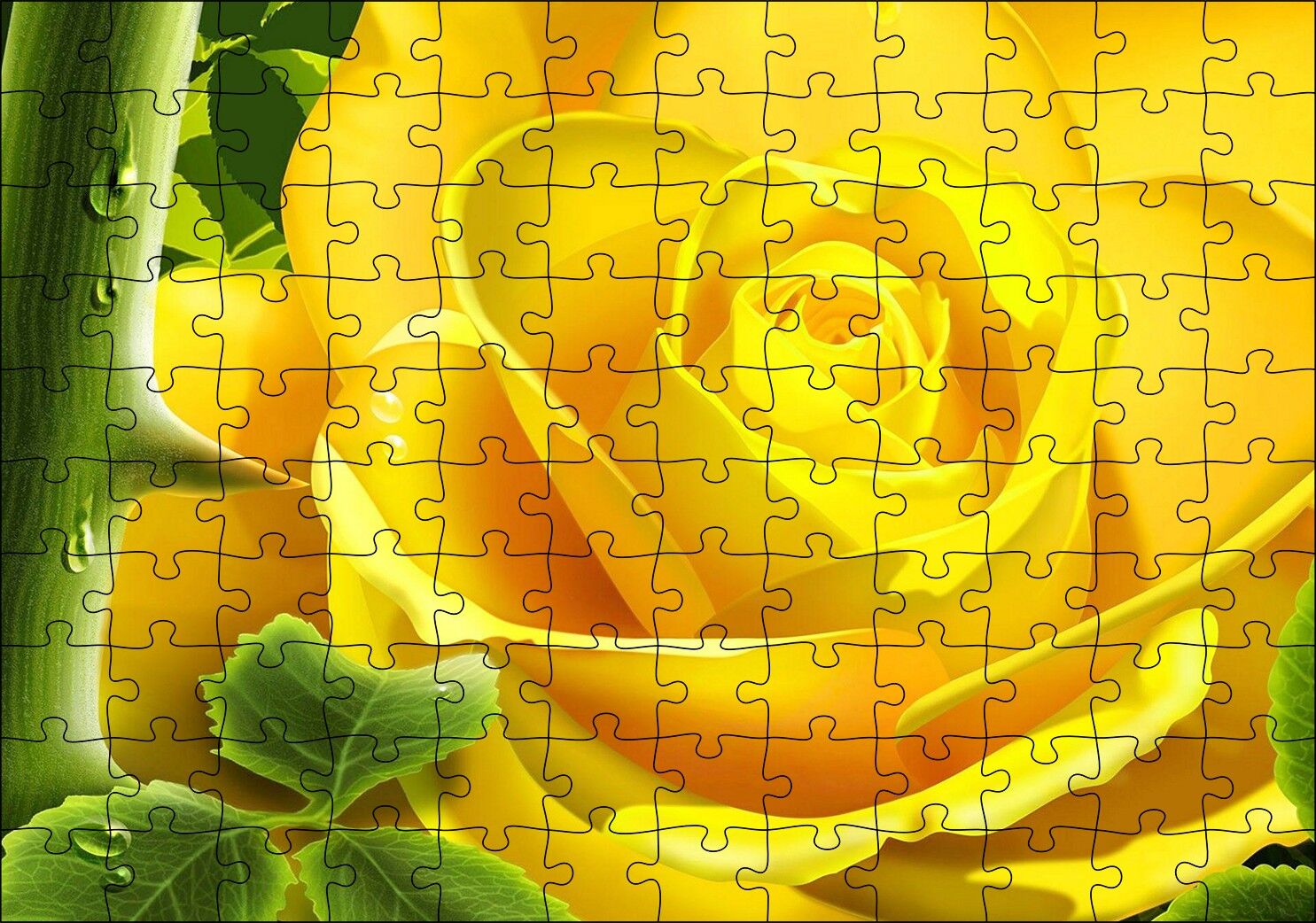 Sarı Gül Ve Diken Puzzle Yapboz MDF Ahşap