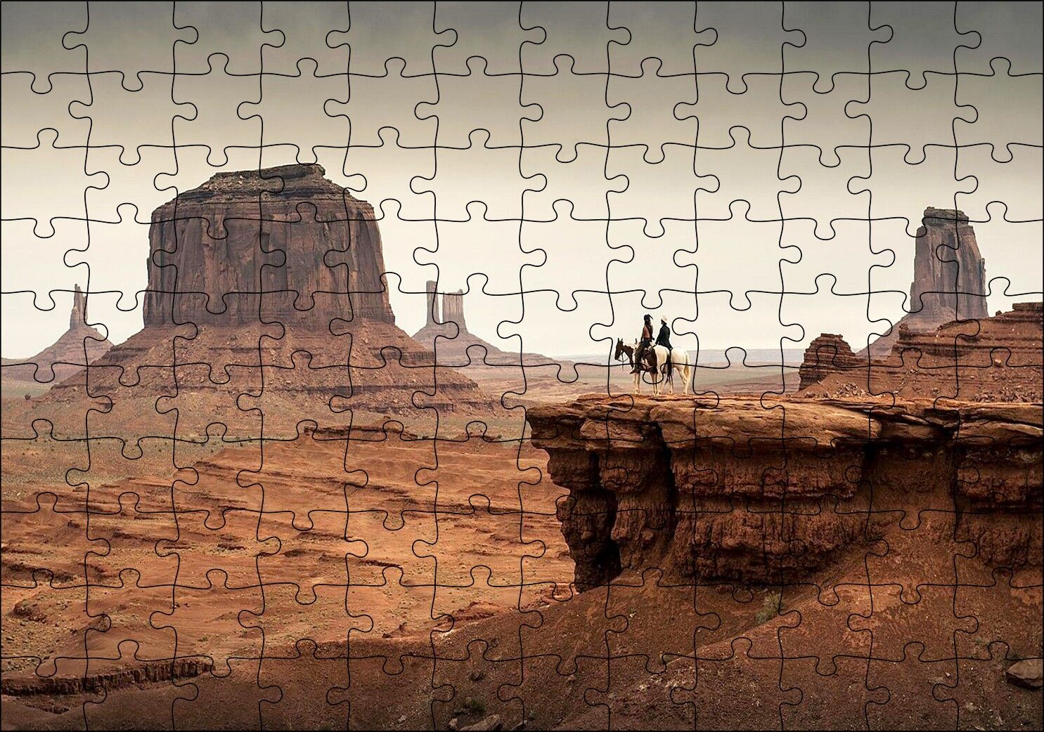 Anıt Vadisi Kızılderili Atlılar Görseli Puzzle Yapboz MDF Ahşap 120 Parça 24 cm X 34 cm