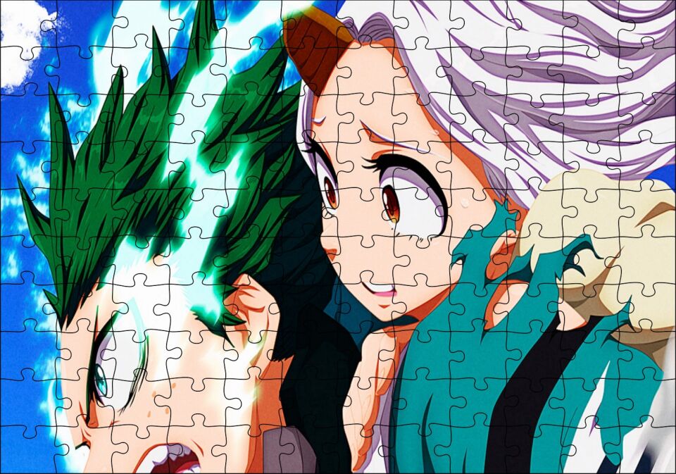 Anime My Hero Academia Eri Izuku Midoriya Görseli Puzzle Yapboz MDF Ahşap 120 Parça 24 cm X 34 cm