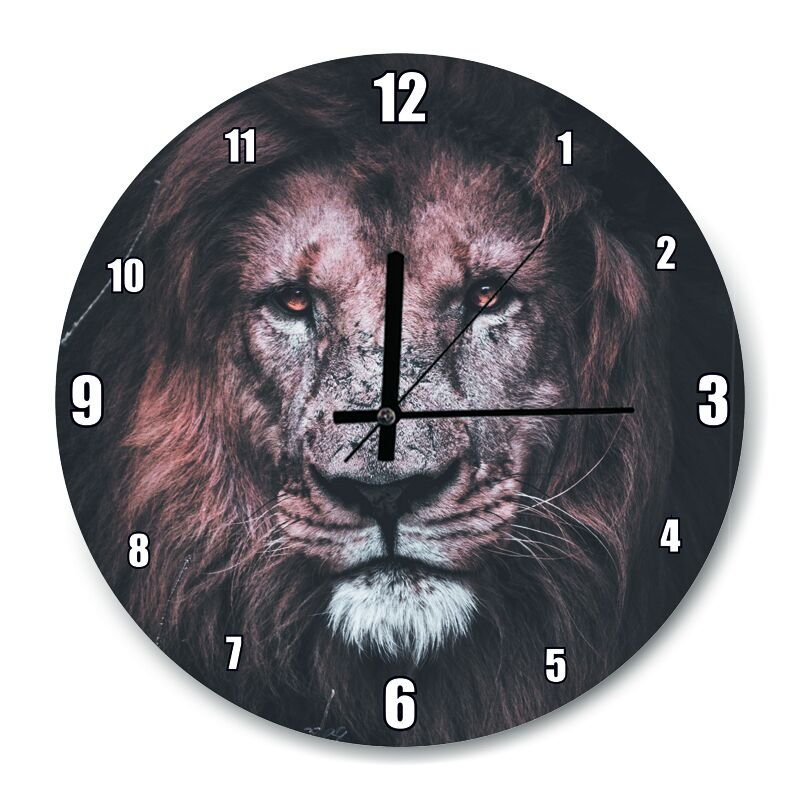 Yorgun Savaşçı Erkek Aslan Karanlık Arkaplan  Mdf Ahşap Duvar Saati 30 cm Çap