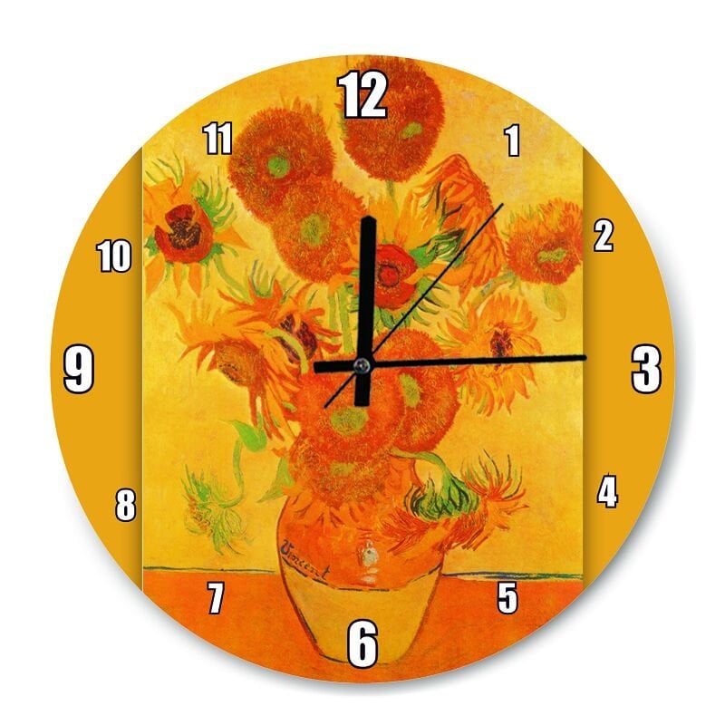 Aycicekleri Van Gogh  Mdf Ahşap Duvar Saati