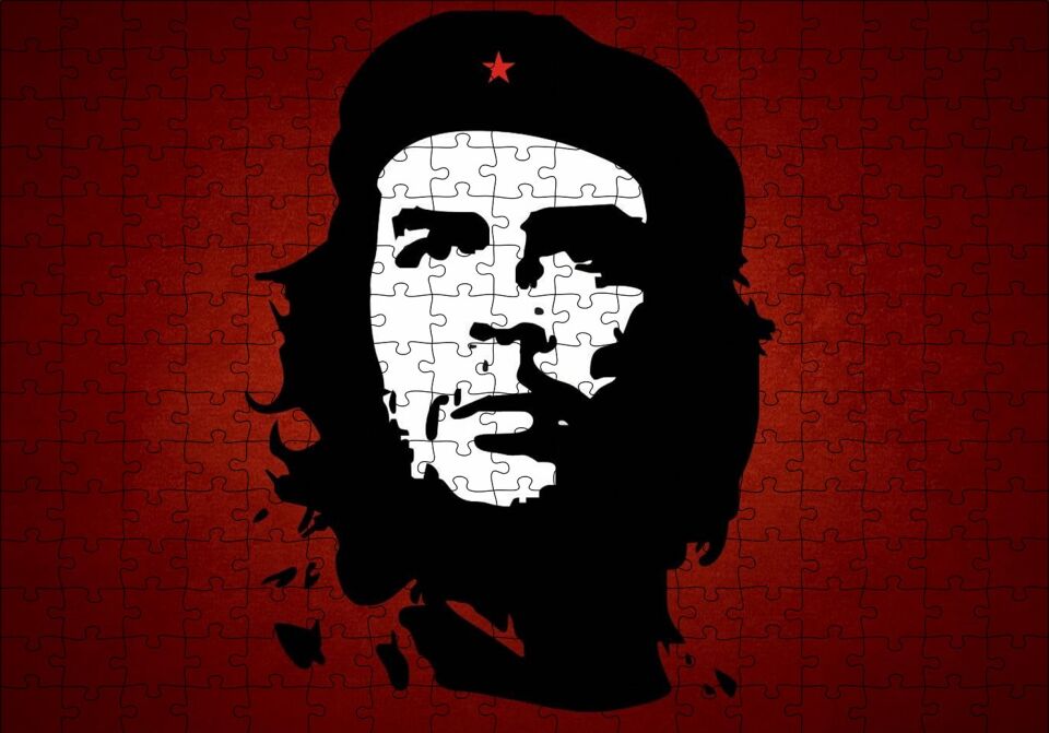 Che Guevara Kırmızı Zemine Gölge Sanatı Puzzle Yapboz MDF Ahşap 255 Parça 34 cm X 49 cm