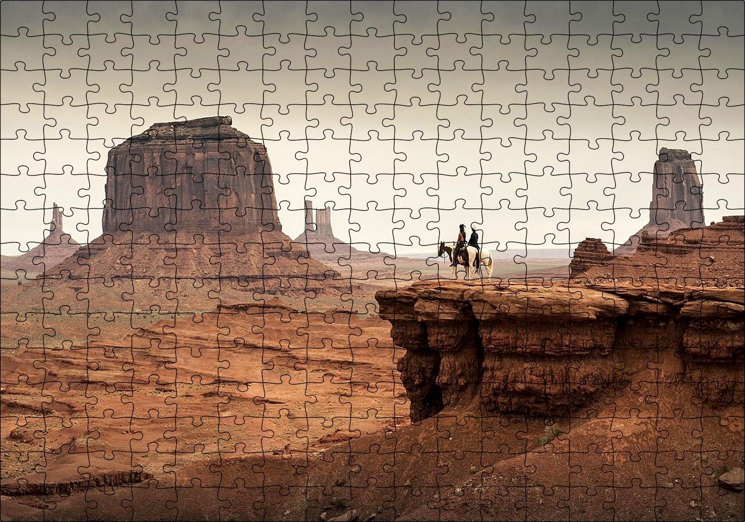 Anıt Vadisi Kızılderili Atlılar Görseli Puzzle Yapboz MDF Ahşap 255 Parça 34 cm X 49 cm