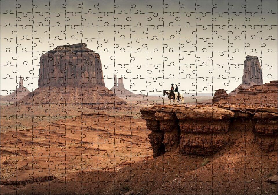 Anıt Vadisi Kızılderili Atlılar Görseli Puzzle Yapboz MDF Ahşap 255 Parça 34 cm X 49 cm