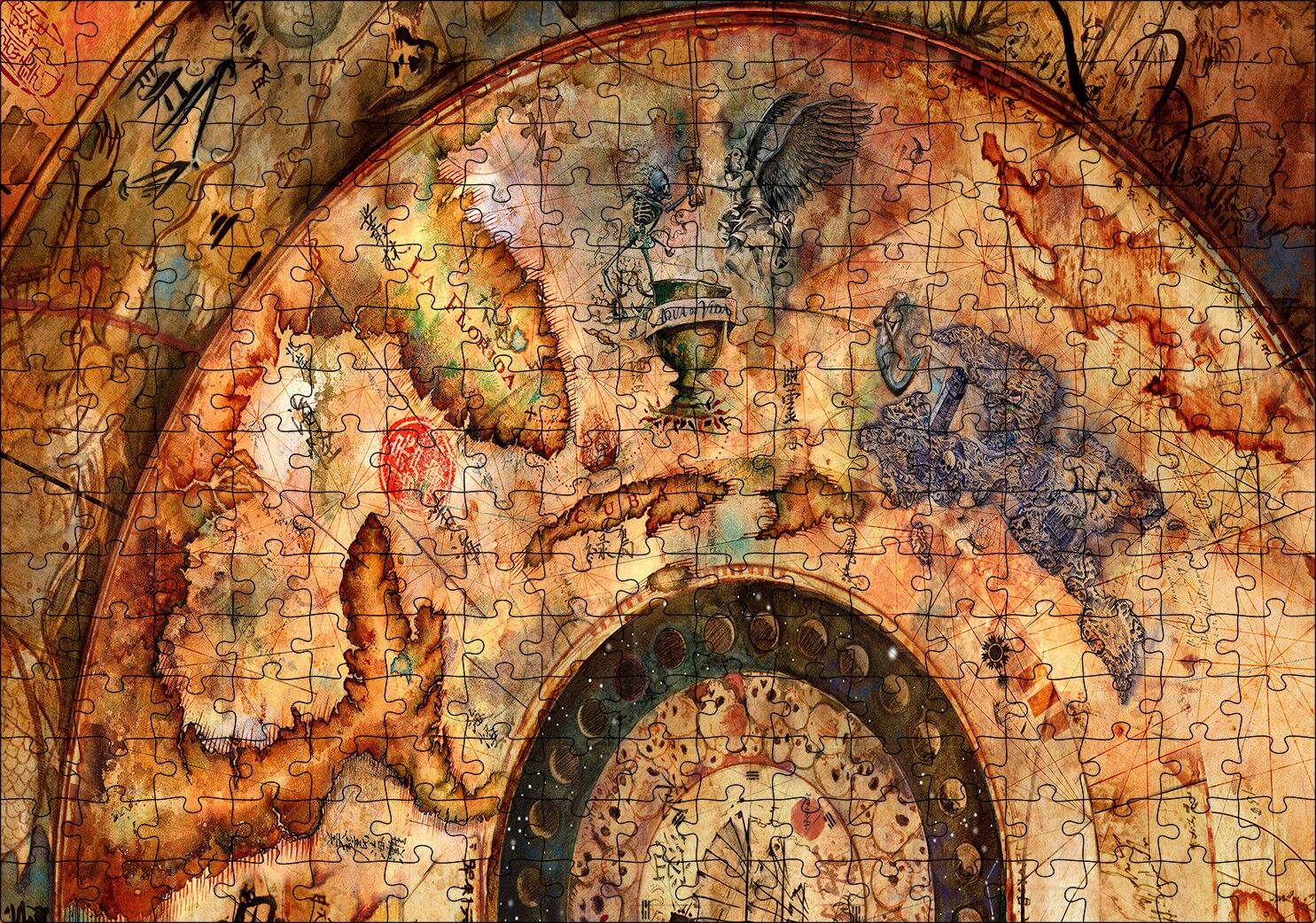 Eski Orta Amerika Haritası Puzzle Yapboz MDF Ahşap 255 Parça 34 cm X 49 cm