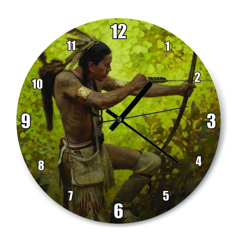 Av daki Kızılderili  Mdf Ahşap Duvar Saati