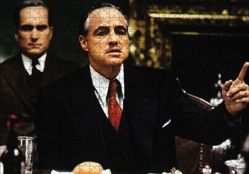 The Godfather Marlon Brando Yemek Masasında Puzzle Yapboz MDF Ahşap 500 Parça 49 cm X 68 cm