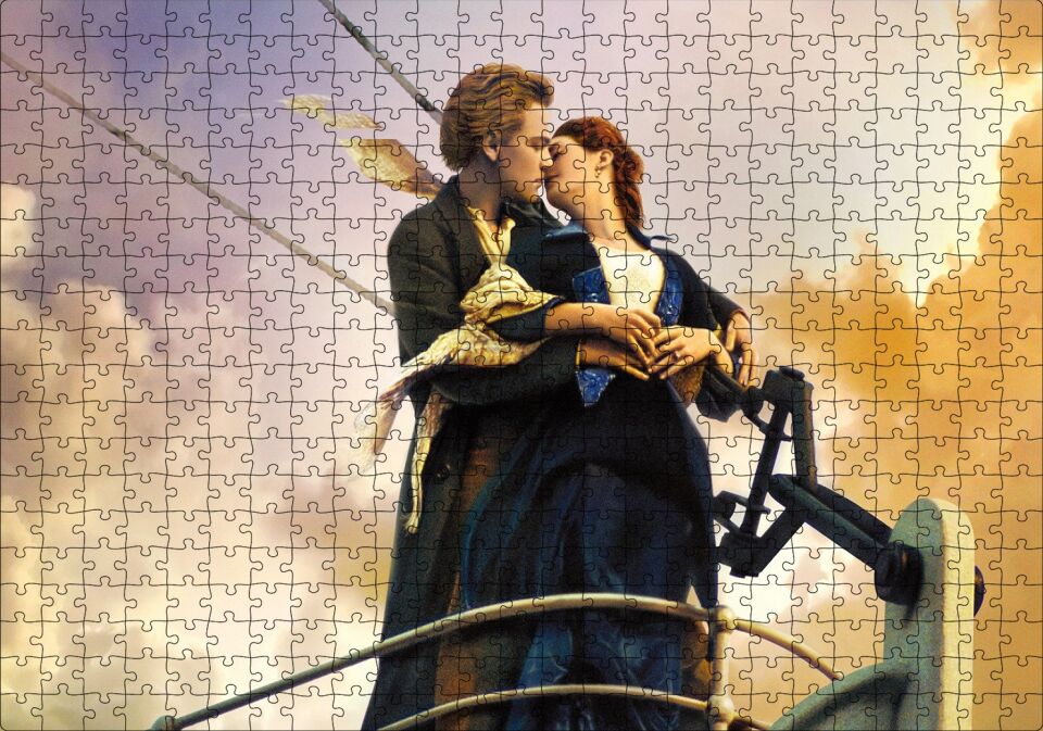 Titanik Öpücüğü Bulutlar Gemi Görseli Puzzle Yapboz MDF Ahşap 500 Parça 49 cm X 68 cm