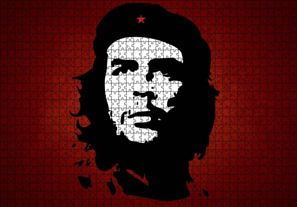 Che Guevara Kırmızı Zemine Gölge Sanatı Puzzle Yapboz MDF Ahşap 1000 Parça 49 cm X 68 cm