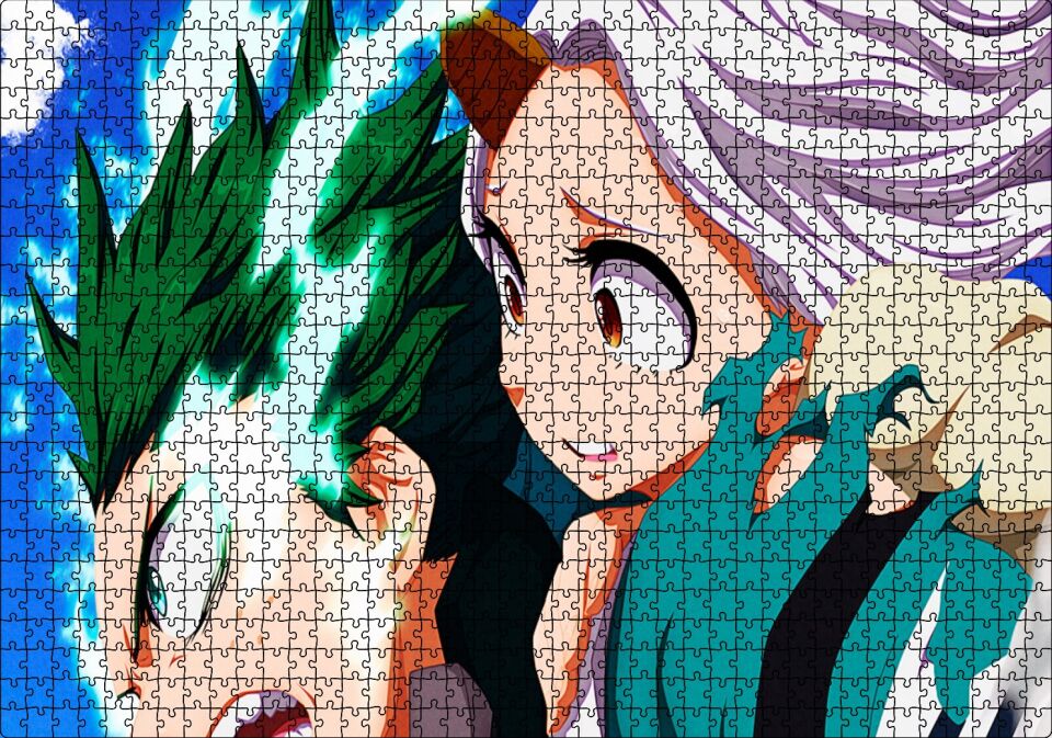 Anime My Hero Academia Eri Izuku Midoriya Görseli Puzzle Yapboz MDF Ahşap 1000 Parça 49 cm X 68 cm