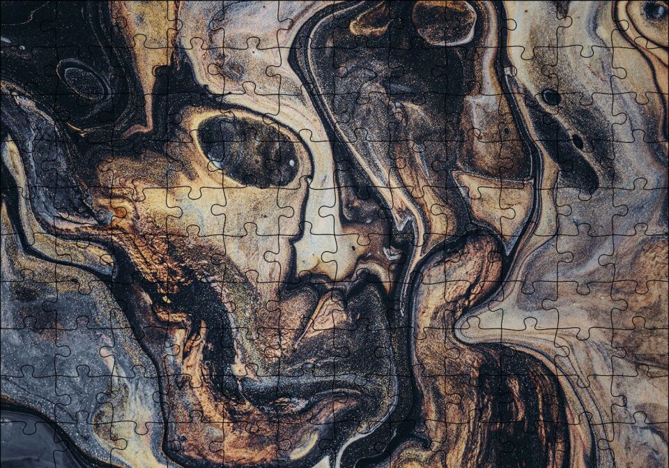 Kum Püskürtme Sanatı Yüz Portre Puzzle Yapboz MDF Ahşap