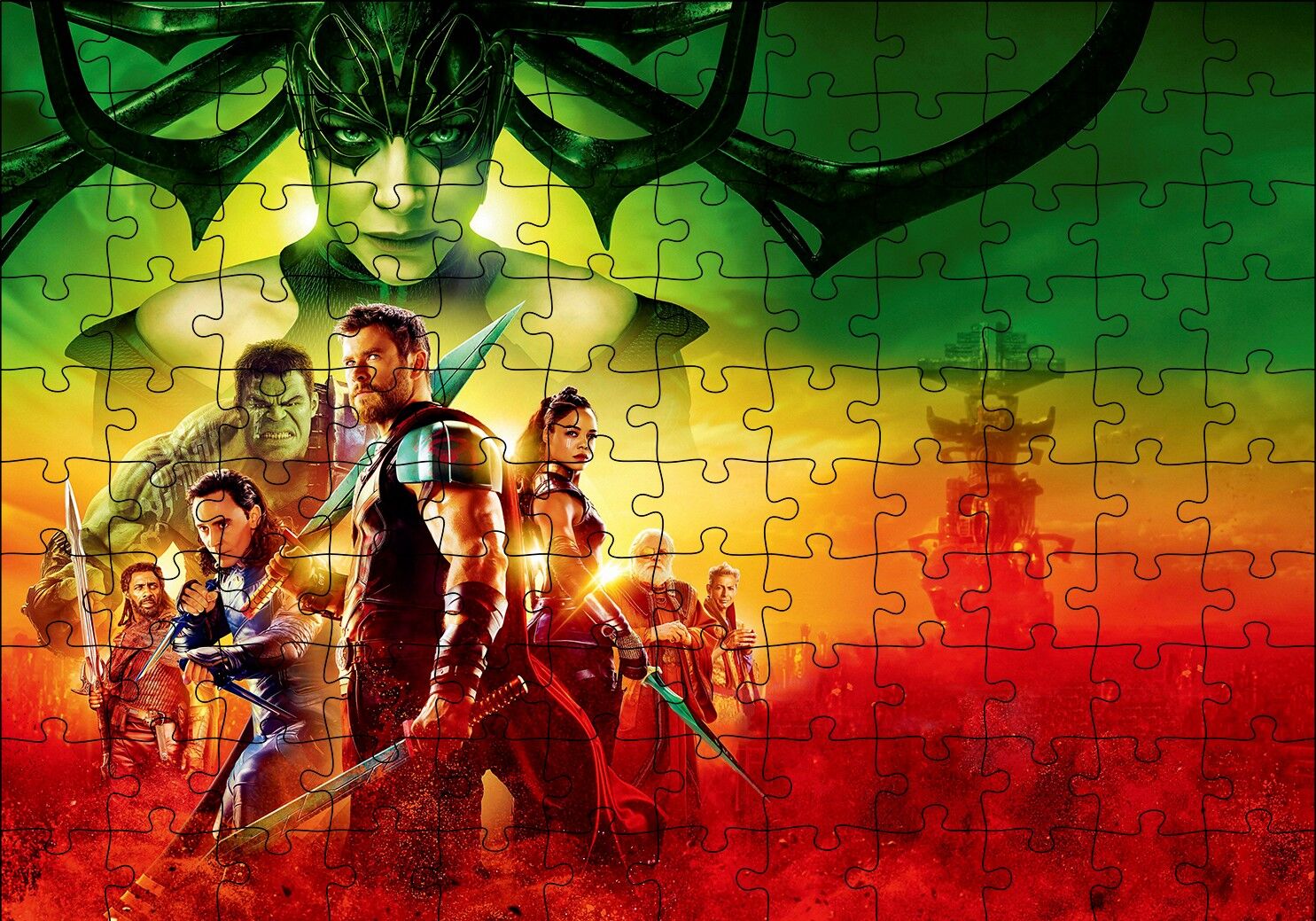 Thor Ragnarok Cate Blanchett ve Kahramanlar Puzzle Yapboz MDF Ahşap