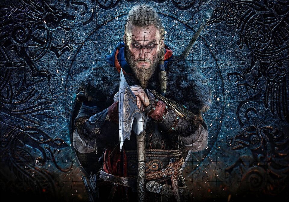 Assassins Creed Valhalla Savaşçı Görseli Puzzle Yapboz MDF Ahşap